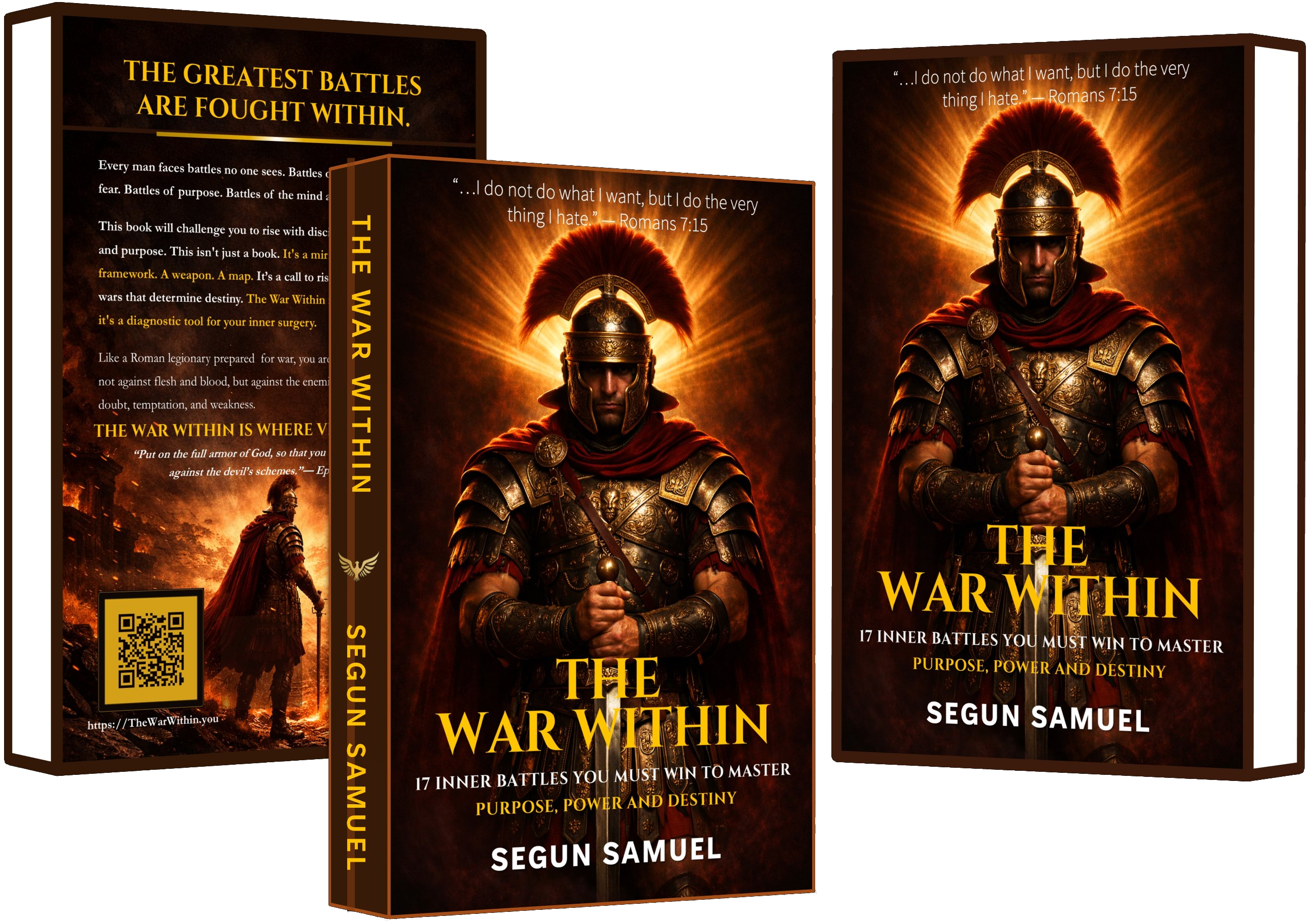 The War Within — 3D book mockup showing front cover, spine and back cover. By Segun Samuel.